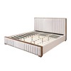 Acme Furniture 87.4" Queen Bed Kaleea Bed Light Gray Chenille Walnut Finish : Faux Leather Upholstery, Wood Frame - 4 of 4