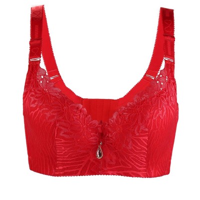Allegra K Women's Plus Size Lace Floral Underwire Full Figure Minimizer Bra