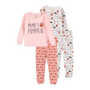Chick Pea Baby Girl Toddler and Infant Pajama Long and Short Sleeve Matching combos 4 PC Set Halloween Orange Size 4T - 1 of 1