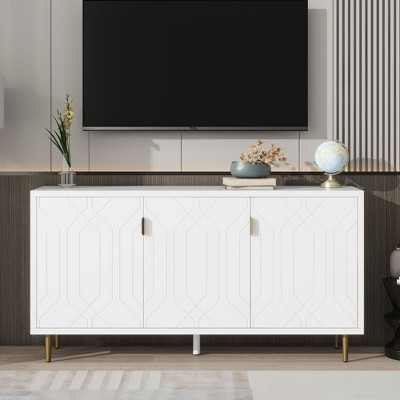 Modern TV Stand with 3 Doors and Adjustable Shelves, Entertainment Console for Living Room, Fits TVs Up to 70 Inches