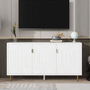 Modern TV Stand with 3 Doors and Adjustable Shelves, Entertainment Console for Living Room, Fits TVs Up to 70 Inches - 1 of 4