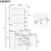 Tall Bookshelf And Bookcase-Freestanding Pantry Cabinet With LED Lights-Solid Wood-With Door And Open Shelves-For Living Room-Home Office-White - 2 of 4