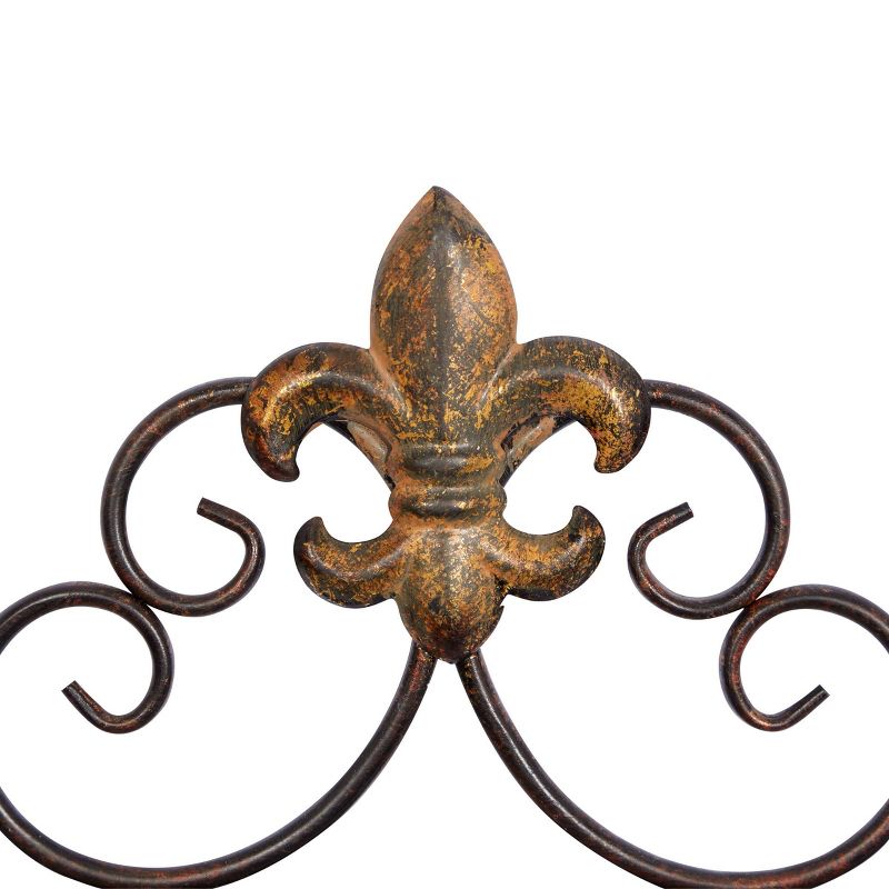 Metal Fleur De Lis Suspended Wall Decor with Scrollwork Hanger Bronze - Olivia &#38; May, 5 of 10