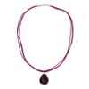 EVERLY JEWELRY | Sterling Silver 22 1/2ct TGW Indian Ruby Pendant with Triple Strand Silk Cord - 17 in - 2 of 4