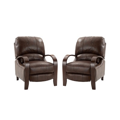 Set of 2 Alexandra Genuine Leather Manual Recliner | ARTFUL LIVING DESIGN