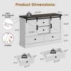 White Farmhouse 4 Drawer Dresser with Sliding Barn Doors 45in Wood Storage Chest TV Stand and Organizer for Bedroom and Living Room White - 2 of 4