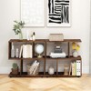 Costway 2-Tier Bookshelf Free Standing Wooden Display S-Shaped Shelf Storage Rack Black/Brown - image 4 of 4