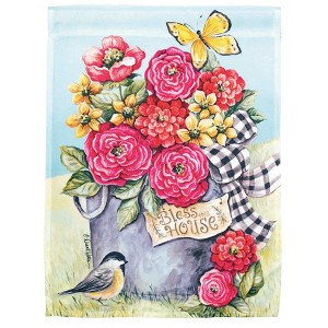 Magnolia Garden Bless This House Roses Bucket Bouquet 30 x 44 Inch Polyester Garden Flag - 1 of 2