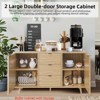 Buffet Cabinet w/ Storage, Farmhouse Credenza Storage Cabinet w/ 3 Drawers and 2 Doors, Coffee Bar Wine Bar Cabinets w/ Adjustable Shelves - 4 of 4
