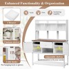 50”W Garden Potting Bench Table, Outdoor Patio Workstation with Hutch, Drawer and Adjustable Shelves, Fir Wood Frame, Brown/White/Natural-ModernLuxe - 3 of 4