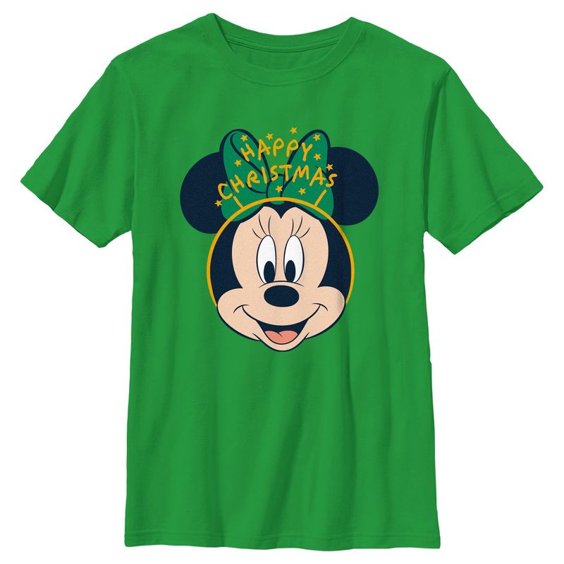 Boy's Minnie Mouse Happy Christmas Headband T-Shirt, 1 of 5