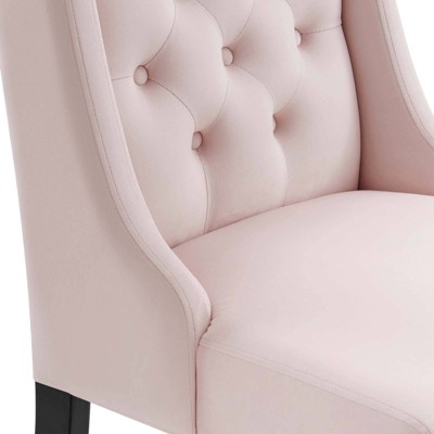 Baronet Pink Velvet Upholstered High Back Side Chairs with Wood Legs