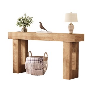 63-Inch Long Console Table - Sofa Table Behind The Couch, Farmhouse Wooden Rectangular Table for Entrance, Hallway, Living Room - 1 of 4