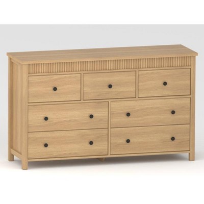 Garvee Fluted 7 Drawer Dresser, 7 Chest of Drawers with Fluted Design, 54" Wide Wooden Dresser Organizer for Bedroom Living Room Nursery