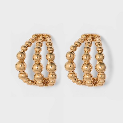 Beaded Small Hoop Earrings - A New Day™ Gold