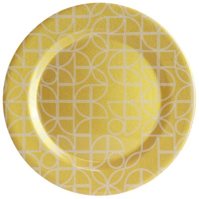 White and Gold Geometric Melamine Dinnerware Set, Service for 4