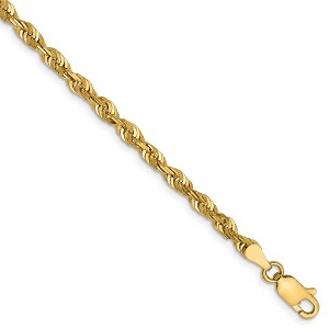 Black Bow Jewelry 14k Yellow Gold 4mm Diamond Cut Rope Chain Anklet, 9 Inch - 1 of 4
