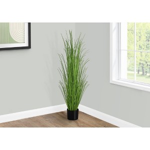 Monarch Specialties Artificial Plant 47 inch Tall Grass Tree Indoor Faux Fake Floor Greenery Potted Real Touch Decorative Green Grass Black Pot - 1 of 4