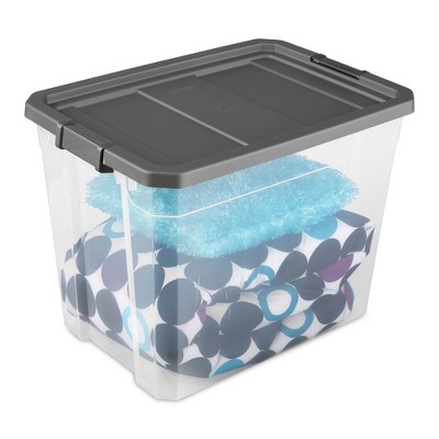Sterilite 108 Quart Clear Plastic Stacker Storage Containers with Latching Lid