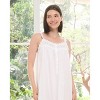 ADR Women's Cotton Nightgown, Cecilia Sleeveless Lace Trim Button Up Long Vintage Night Dress Gown - 4 of 4