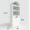 71.6" Tall Arched Wooden Cabinet with Doors, 5-Tier Adjustable Shelf Bookcase for Living Room, Bedroom, Office Storage Organizer, White - 2 of 4