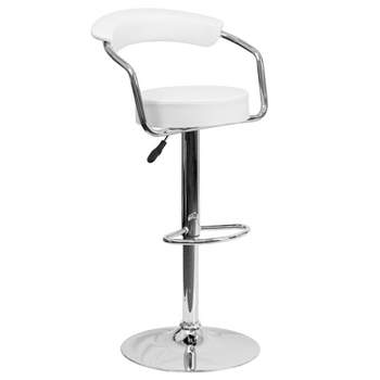 Emma and Oliver Contemporary Vinyl Adjustable Height Barstool with Arms