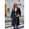 Women's Double Breasted Long Trench Coat Windproof Classic Lapel Slim Overcoat with Belt - 2 of 4