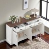 63" Fluted Sideboard Buffet Cabinet with 4 Doors and 3 Drawers, Modern Kitchen Storage Console Table for Dining Room, Living Room, Entryway - 2 of 4
