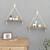 Attop Macrame Hanging Shelves Boho Wall Decor Set of 2 Rustic Wood Floating Storage Shelf for Bedroom Bathroom Living Room Nursery Dorm Room - 4 of 4