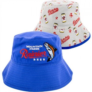 Adult Rainier Beer Mountain Fresh Salmon Fishing Reversible Bucket Hat - 1 of 4