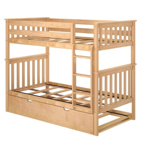 Max & Lily Twin Over Twin Bunk Bed With Trundle, Natural : Target