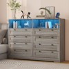 Dresser for Bedroom Deep Drawers, 55 Inch Tall Wooden Bedroom Dressers with Power Outlet and Led Lights - 2 of 4