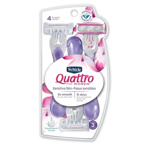 Schick Quattro For Women Disposable Razors for Sensitive Skin 3 ct - 1 of 2