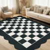 Machine Washable Geometric Checkered Living Room Rugs, Ultra Thin Non Slip Bedroom Carpet, Large Stain Resistant Dining Room Rugs - 3 of 4