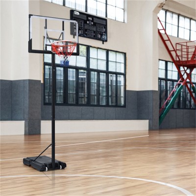 YONWAY Portable Basketball Hoop, Basketball System 4.76-10ft Height Adjustable  LED Basketball Hoop Lights to Outdoors Play for Youth Adults,Black