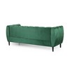 Elegant Velvet 3-Seater Sofa, Jewel-Tone Upholstery, Shell Design, Tonal Piping for Living Room - 4 of 4