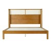 King/Queen Platform Bed Frame with Headboard, Mid Century Modern Rubber Wood Bed for Bedroom, Natural - ModernLuxe - 4 of 4