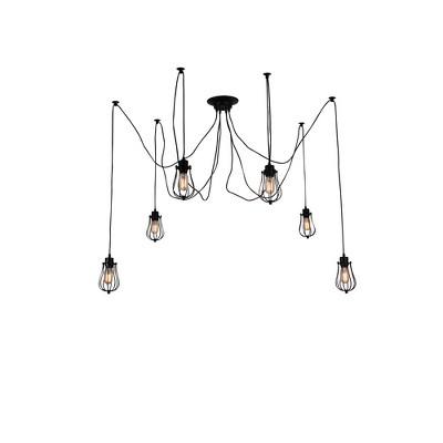 CWI Lighting Tomaso 6 Light Multi Light Pendant With Black Finish
