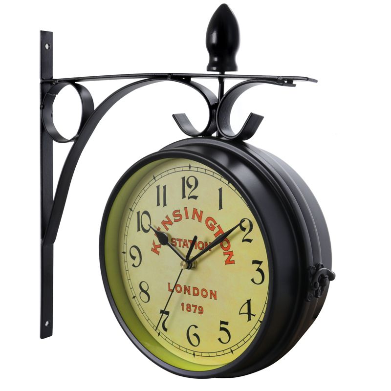 Bedford Clock Collection Double Sided Wall Clock Vintage Antique-Look Mount Station Clock, 4 of 5