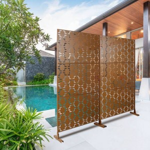 CAVINAS Patio Decorative Screen Metal Fence Privacy Screen with Square Pattern for Outside and Garden, 76" H×48" W - 1 of 4