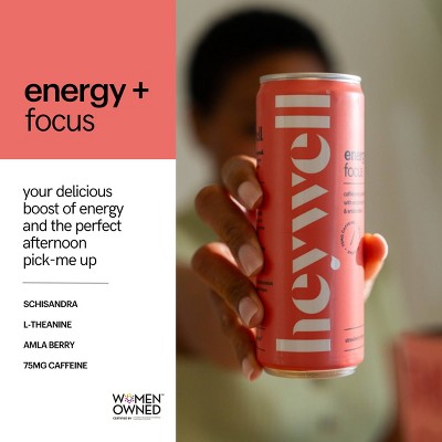 heywell Energy + Focus Strawberry Lemon Sparkling Water - 12 fl oz Can