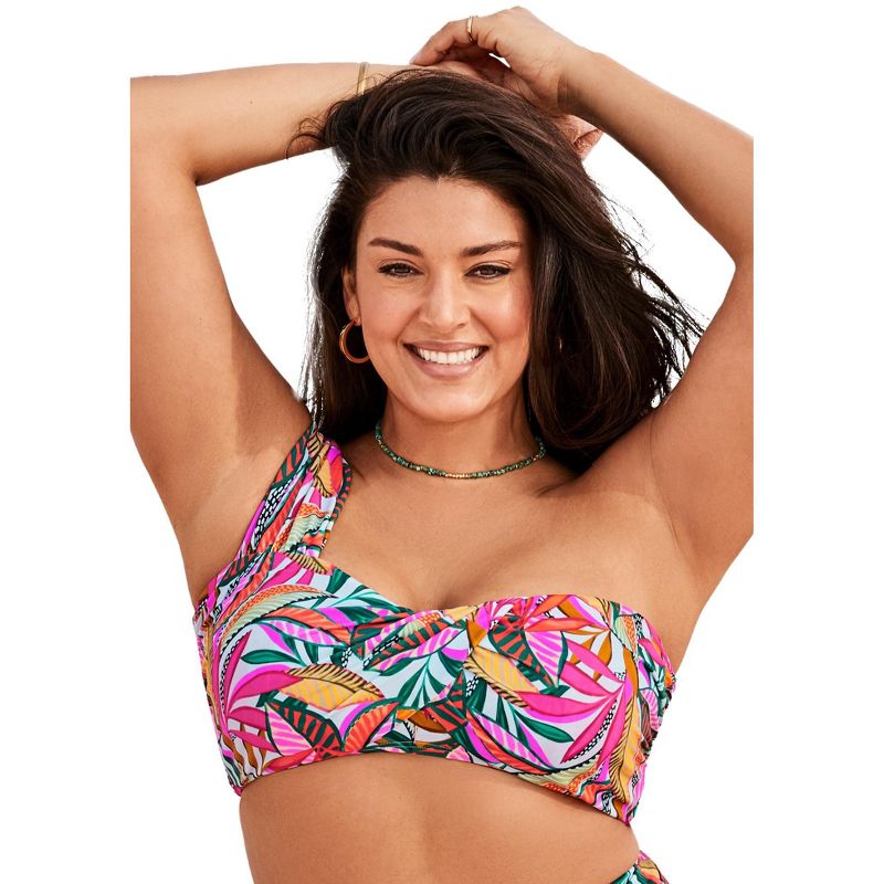Swimsuits for All Women's Plus Size One Shoulder Bandeau Bikini Top, 1 of 2