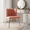 Barbara Velvet Vanity Stool for Makeup Room, Moden Accent Side Chairs for Living Room with Golden Metal Legs | Artful Living Design-Pink - 2 of 4