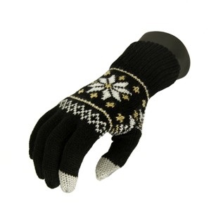 Christmas Central  Black Jacquard Knit Winter Touchscreen Gloves - One Size - 1 of 2
