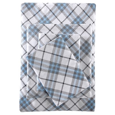 Inverness Angle Flannel Sheet Set (Queen) Blue