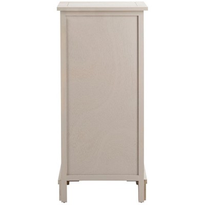 Vintage Grey Pine Wood Accent Cabinet with Wicker Baskets