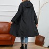 Women Fall Casual Rain Jacket Long Sleeve Waterproof Long Raincoat Hooded Windbreaker Fashion Outdoor Trench Coat - 4 of 4