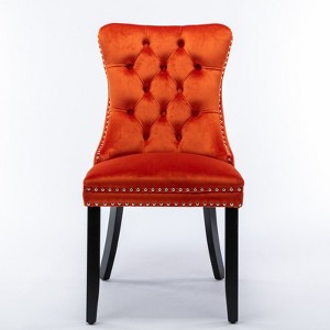 AZL1 Life Concept Accent Chairs Armless 2 Pcs Tufted Velvet Leisure Chair with Rubberwood Legs Modern Vanity for Bedroom, Orange, 25.5"*19.7"*37.4" - 1 of 4