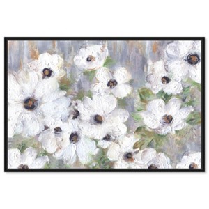 Art Remedy Texture and Flowers Colorful buterfly and flowers wall art Framed - 1 of 4
