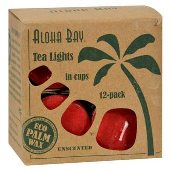 Aloha Bay Red Unscented Tea Light Palm Wax - 12 ct